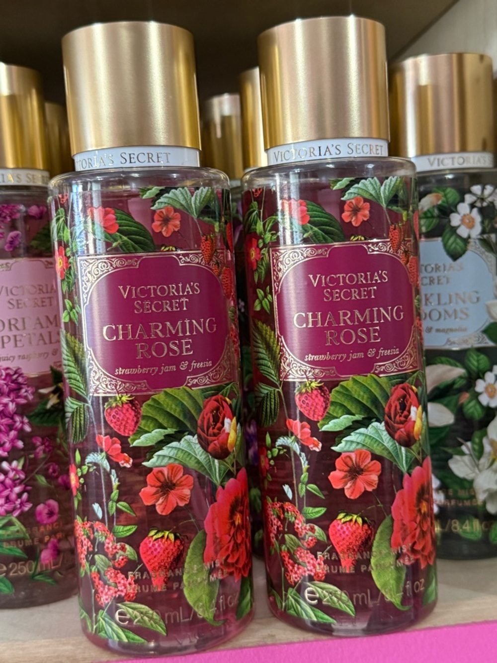 2 Victoria's Secret Charming Rose Fragrance Mist - Pink/Purple